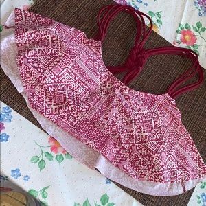 Malibu Maroon and White Bikini Top